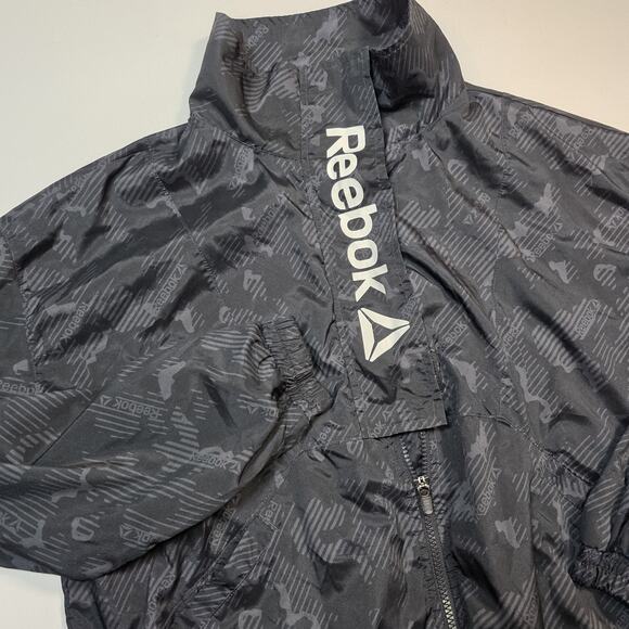 Reebok Womens M Black Printed Focus Track Jacket with Front Pockets Flap - Picture 4 of 10